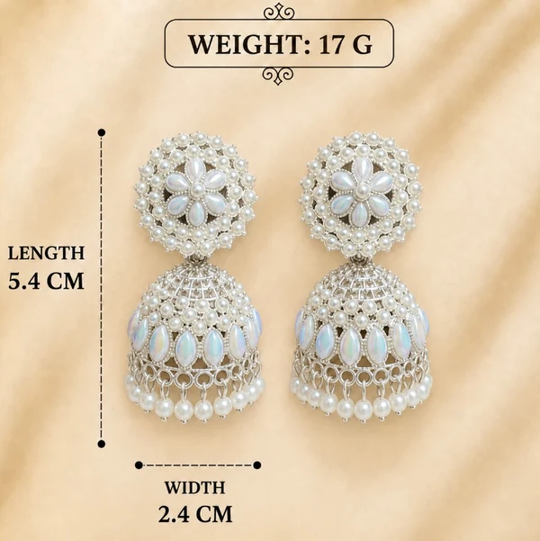 Traditional 3-Pair Jhumka Earrings Combo with White Pearls - Image 7