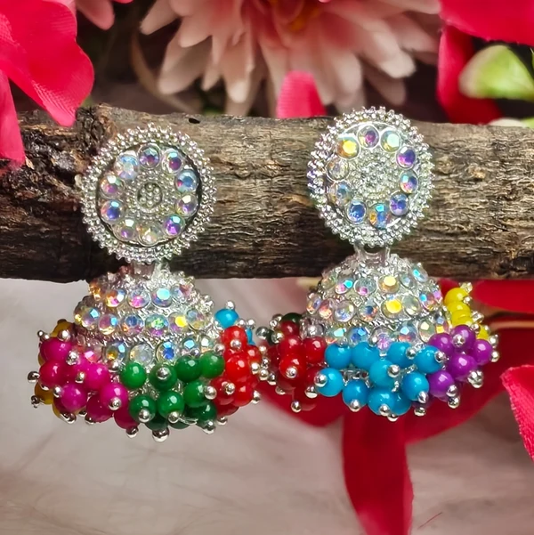 Traditional 3-Pair Jhumka Earrings Combo with White Pearls - Image 3