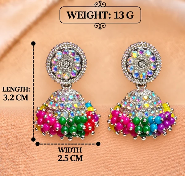 Traditional 3-Pair Jhumka Earrings Combo with White Pearls - Image 8