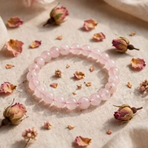 Natural Rose Quartz Pink Crystal Bracelet for Women & Mens