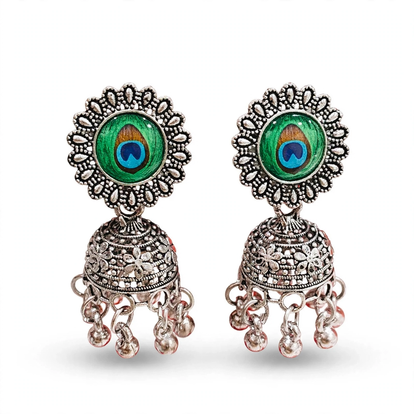 Traditional 3-Pair Jhumka Earrings Combo with White Pearls - Image 6