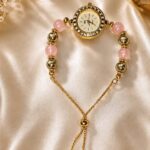 Elegant Pink Beaded Bracelet Watch